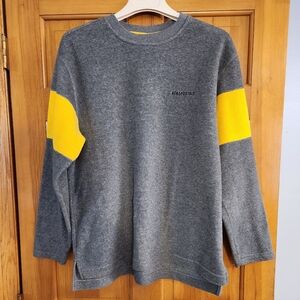 Vintage Aeropostale Gray and Yellow Men's Fleece Pullover - Size M
